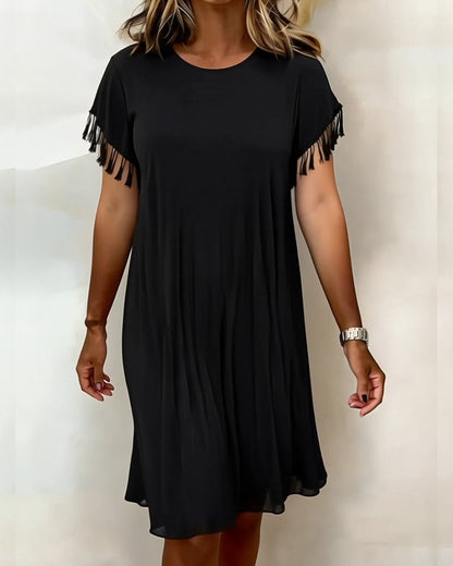 Solid Color Tassel Draped Dress
