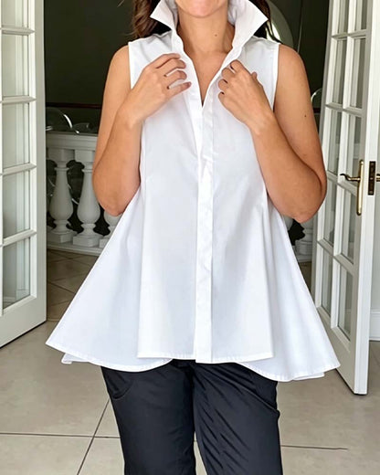 Casual Lapel Sleeveless Tank Top