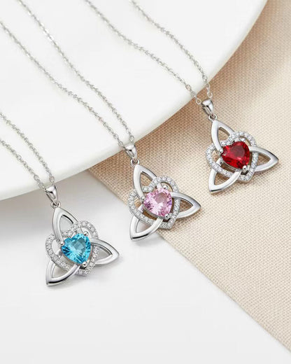 Birthstone Celtic Trinity Knot Heart Necklace✨ Heart Shape Celtic Trinity Knot Birthstone Pendant