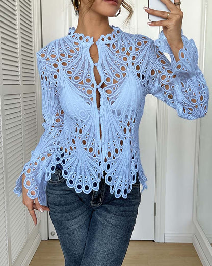 Cut-Out Bell Sleeve Coat
