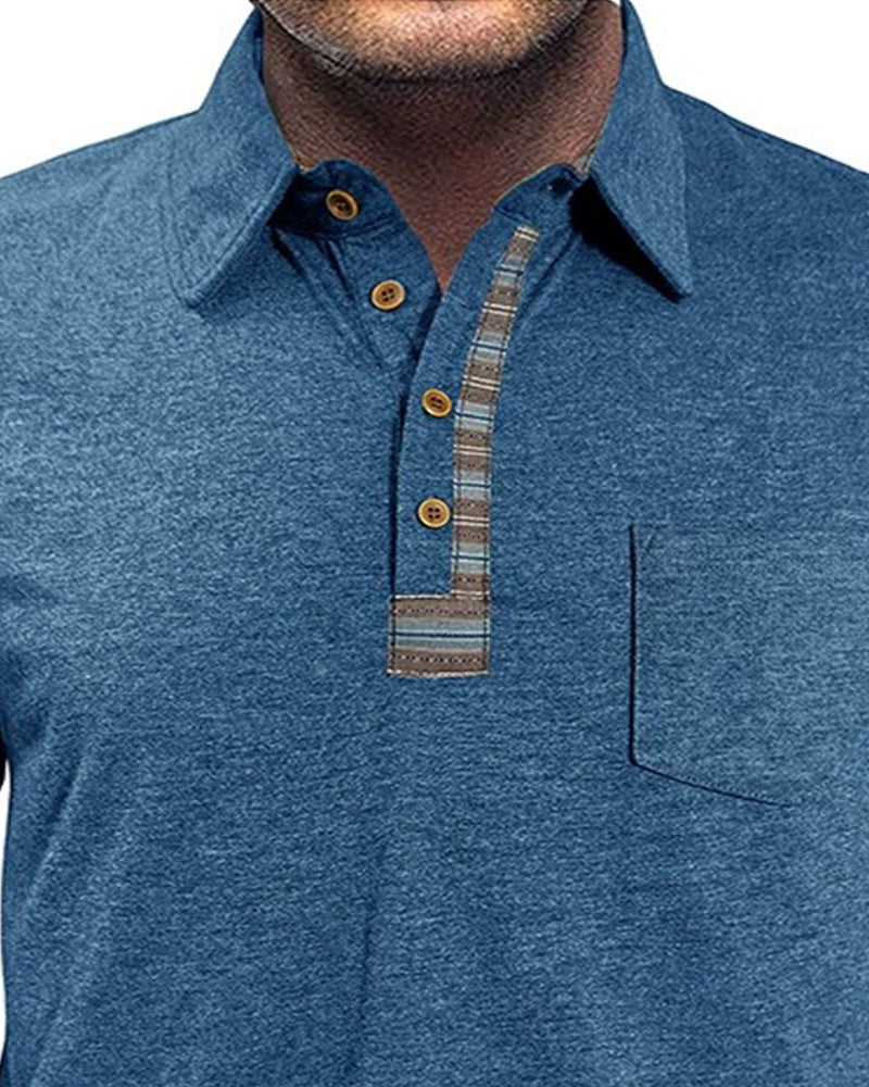 Men's Button Lapel Polo Blouse