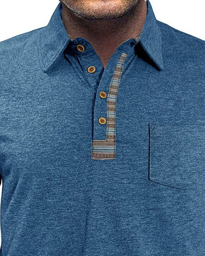 Men's Button Lapel Polo Blouse