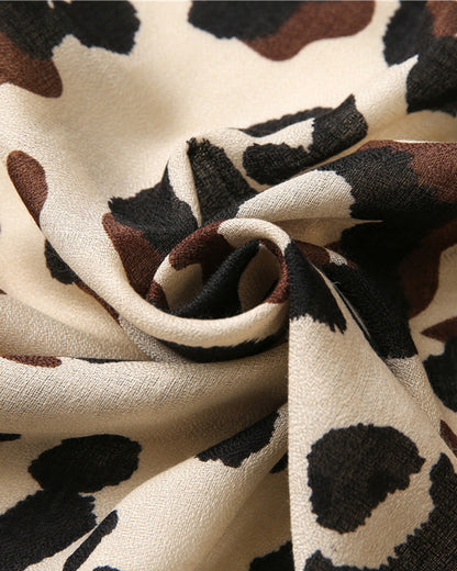 Women's Leopard Patchwork Print Fringe Shawl Scarf 2024 f/w accesories spring summer