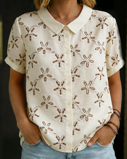 Peter Pan Collar Print Shirt