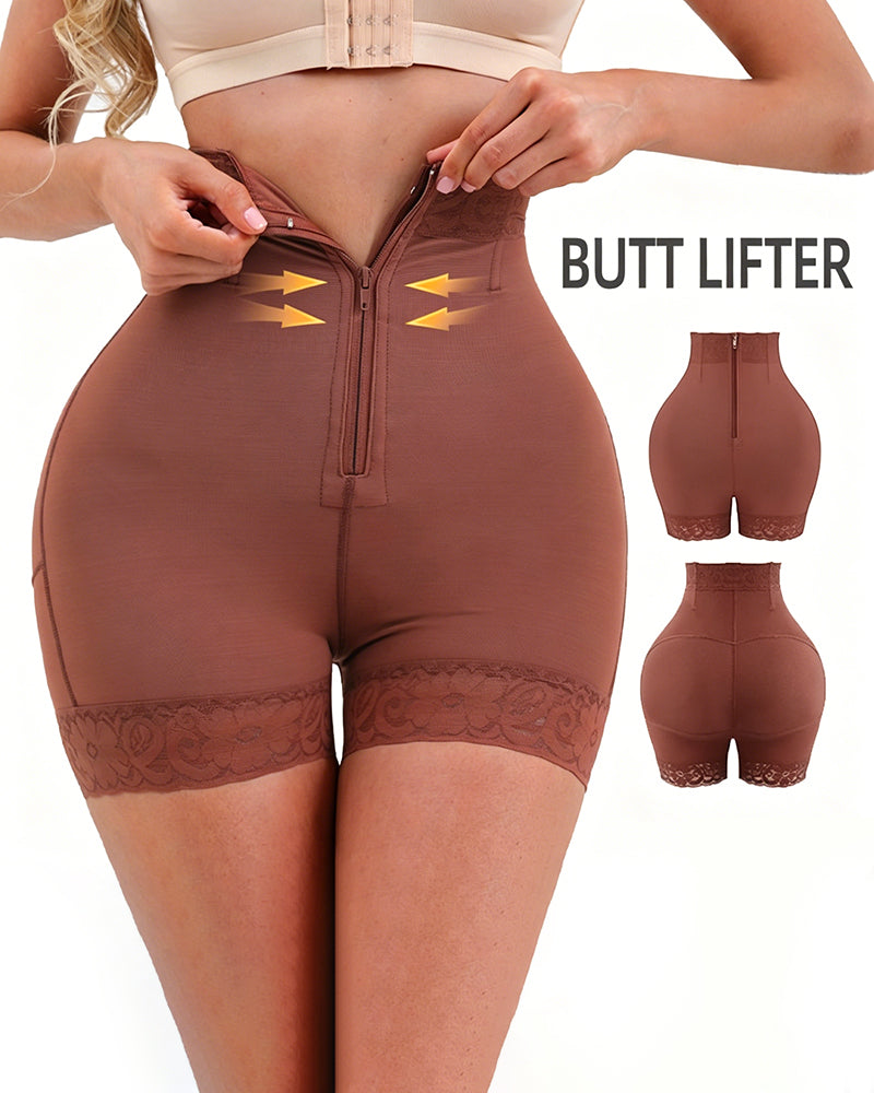 Lace Zipper High Waist Butt Lifting Pant