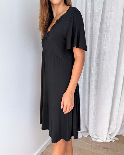 Lace Stitching V-Neck Dress