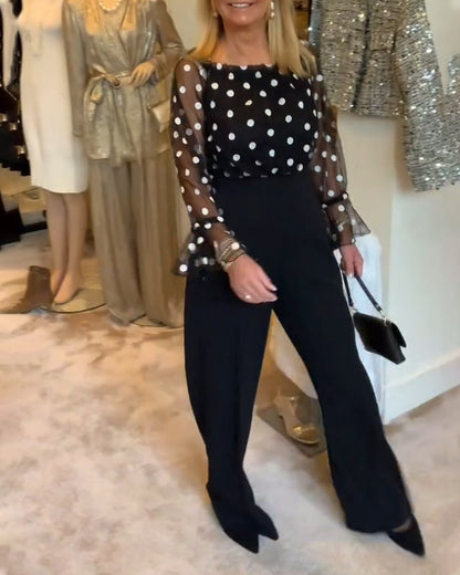 Camicetta casual trasparente a pois