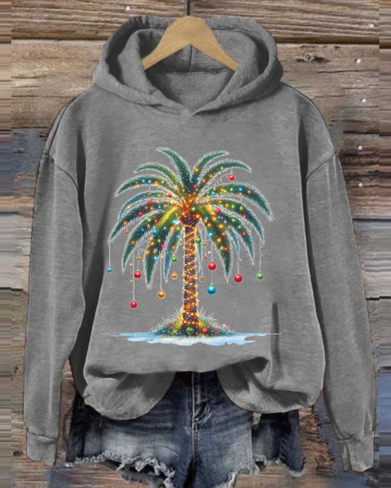 Women's Christmas Palm Tree Printed Casual Hoodie 2024 f/w christmas hoodies