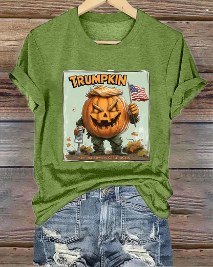 Trumpkin lettering pumpkin print T-shirt 2024 f/w halloween spring summer t-shirts