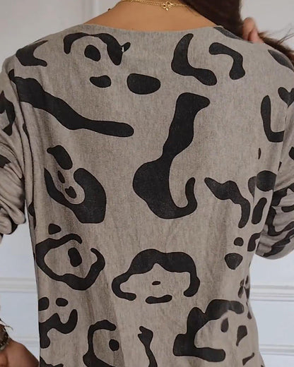 Casual printed crew neck long sleeve pullover 2024 f/w pullovers