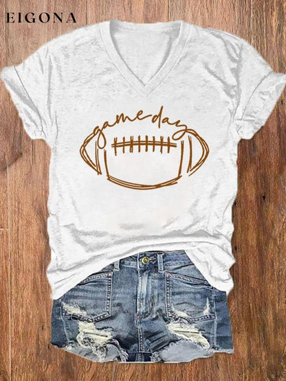 Women's Football Gameday Casual V-Neck Tee ball print