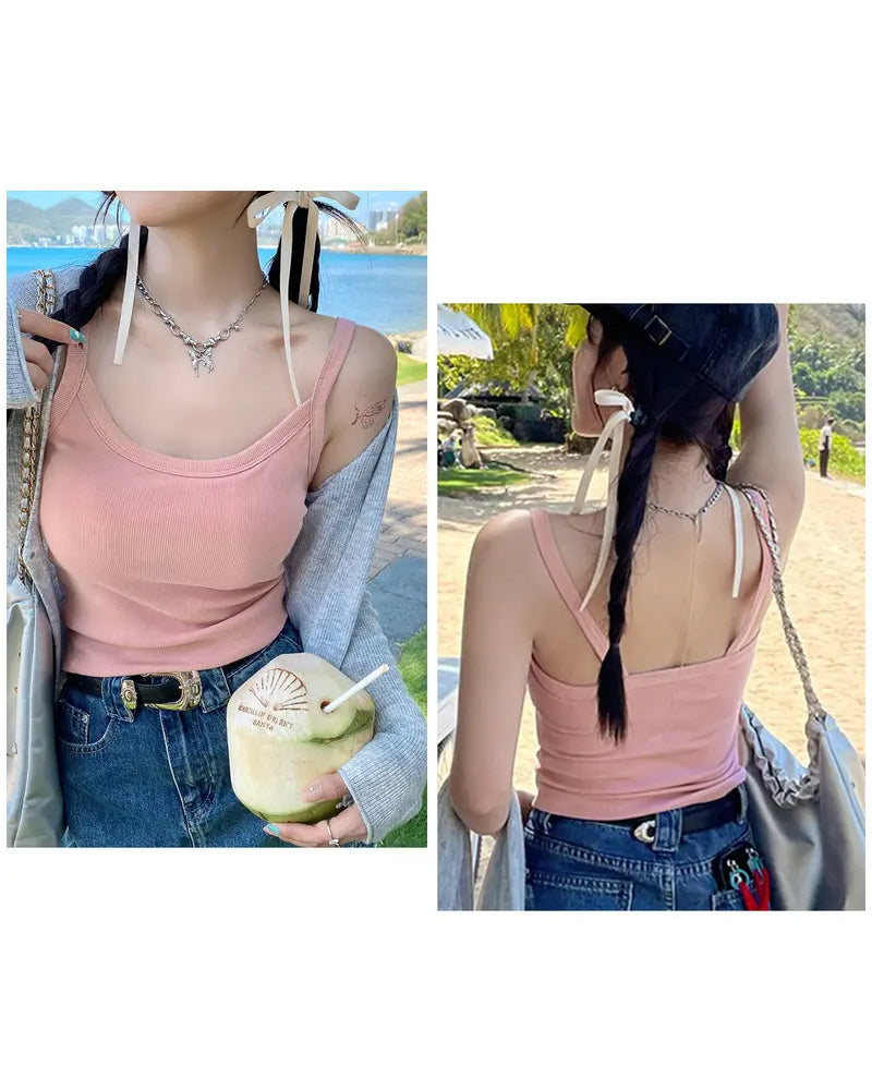 Solid Color Built In Bra Camisole