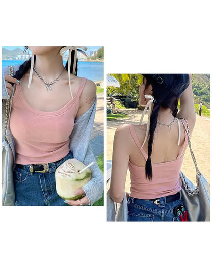 Solid Color Built In Bra Camisole