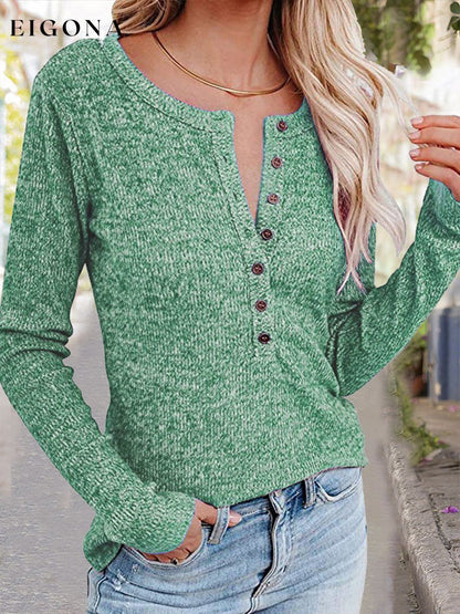 Women's Button-Up Slim Knit Top top tops