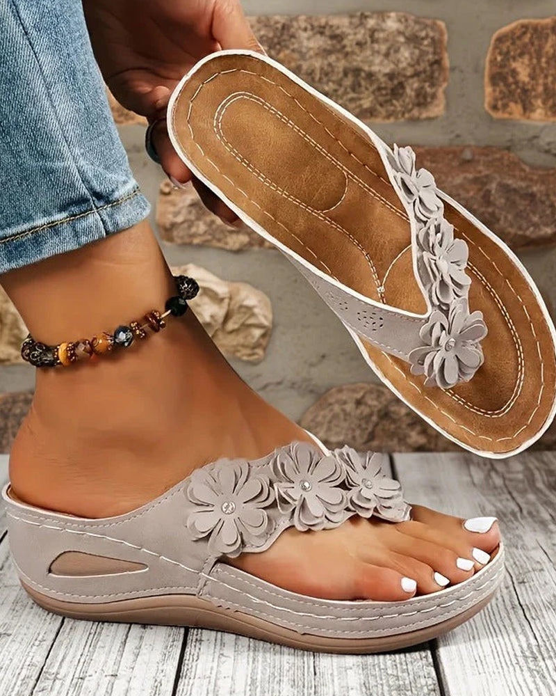 Women's Floral Wedge with Straps Sandals