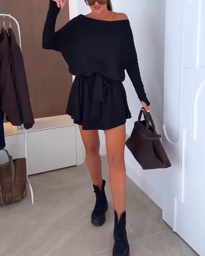 Off-Shoulder With Leggings Dress