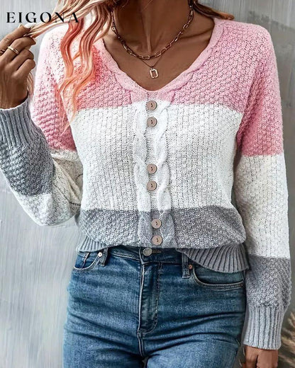Women's color block pullovers Pink 2023 f/w 23BF clothes spring Sweaters sweaters & cardigans Tops/Blouses