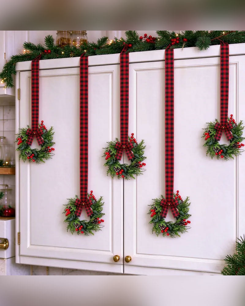 Artificial Christmas Cabinet Wreaths