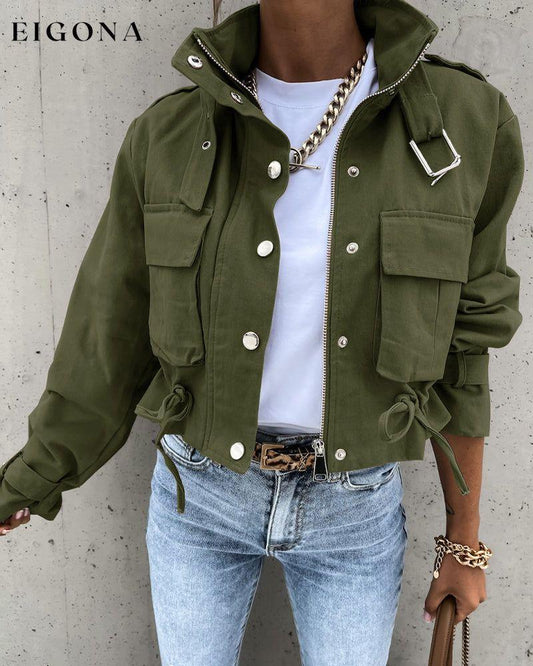 Casual jacket with pockets Army Green 2023 f/w 23BF clothes jackets & coats Spring Tops/Blouses