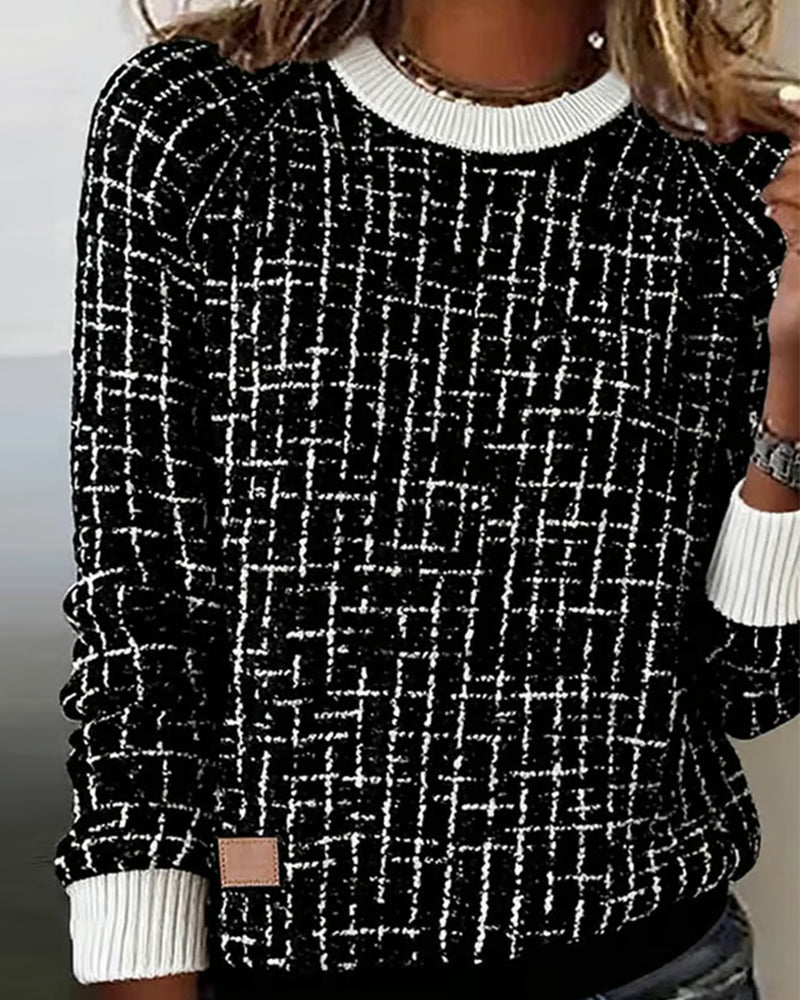 Casual Checkered Printed Sweatshirt