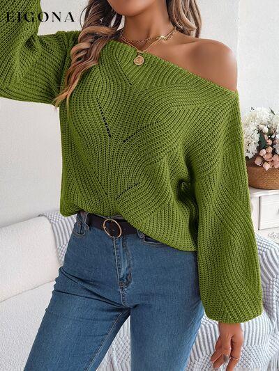 Openwork Off The Shoulder Long Sleeve Sweater B.J.S clothes Ship From Overseas Sweater sweaters Sweatshirt