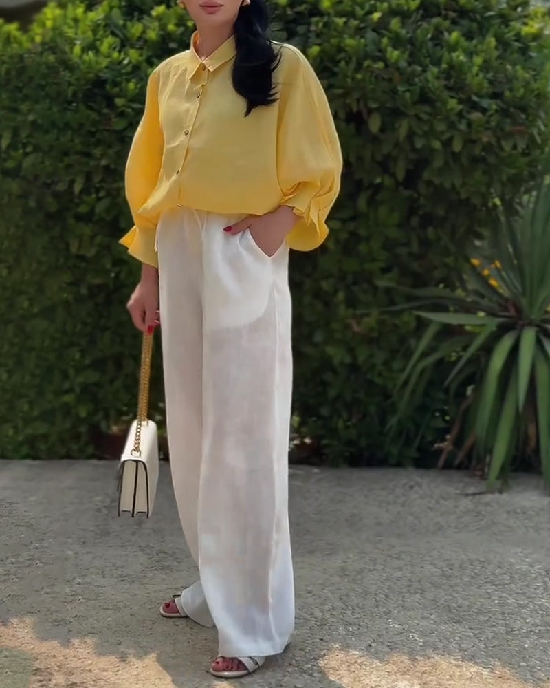 Long Sleeve Button Casual Blouse