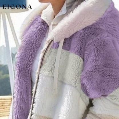 Color Block Zip-Up Hooded Jacket clothes Ship From Overseas Y#M#L