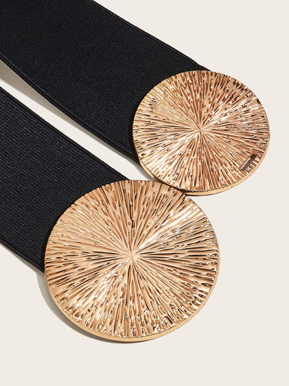 Dames Vintage Elastische Riem Met Gouden Gesp