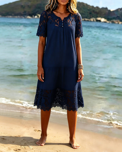 Hollow-Out Patchwork Dress