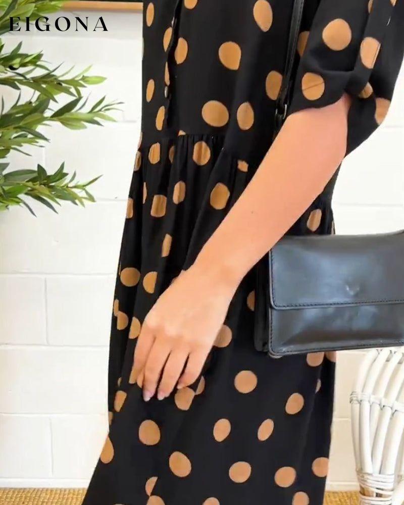 Buttoned polka dot print dress casual dress spring summer vacation dresses