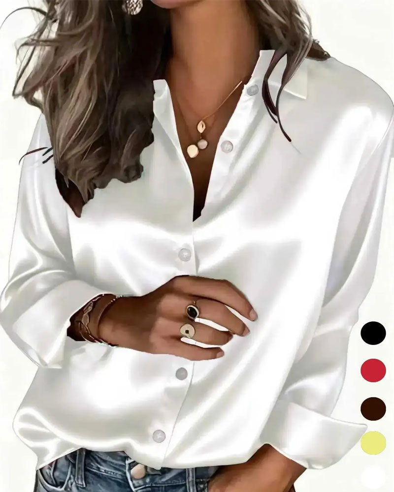 Lapel Draped Long Sleeve Casual Shirt 2024 f/w blouses & shirts spring