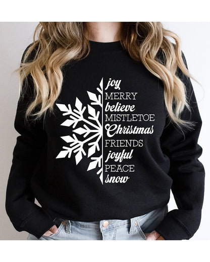 Christmas letters snowflake print casual sweatshirt 2024 f/w christmas sweatshirts