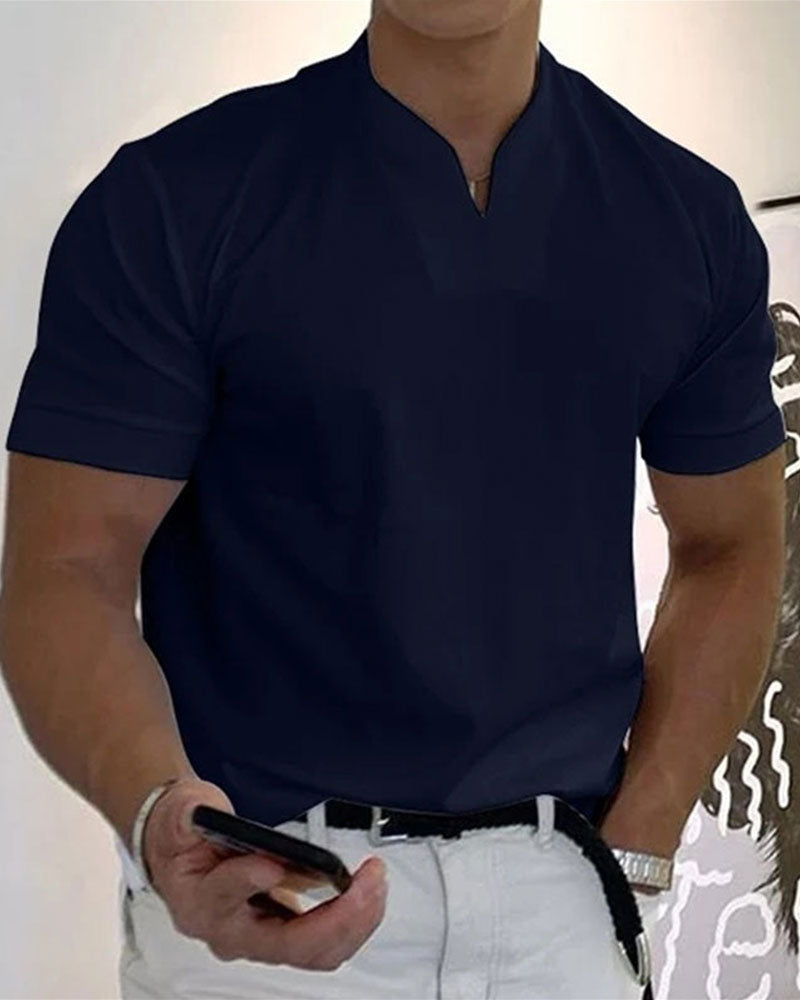 Men Gentlemans Business Short Sleeve Fitness T-shirt