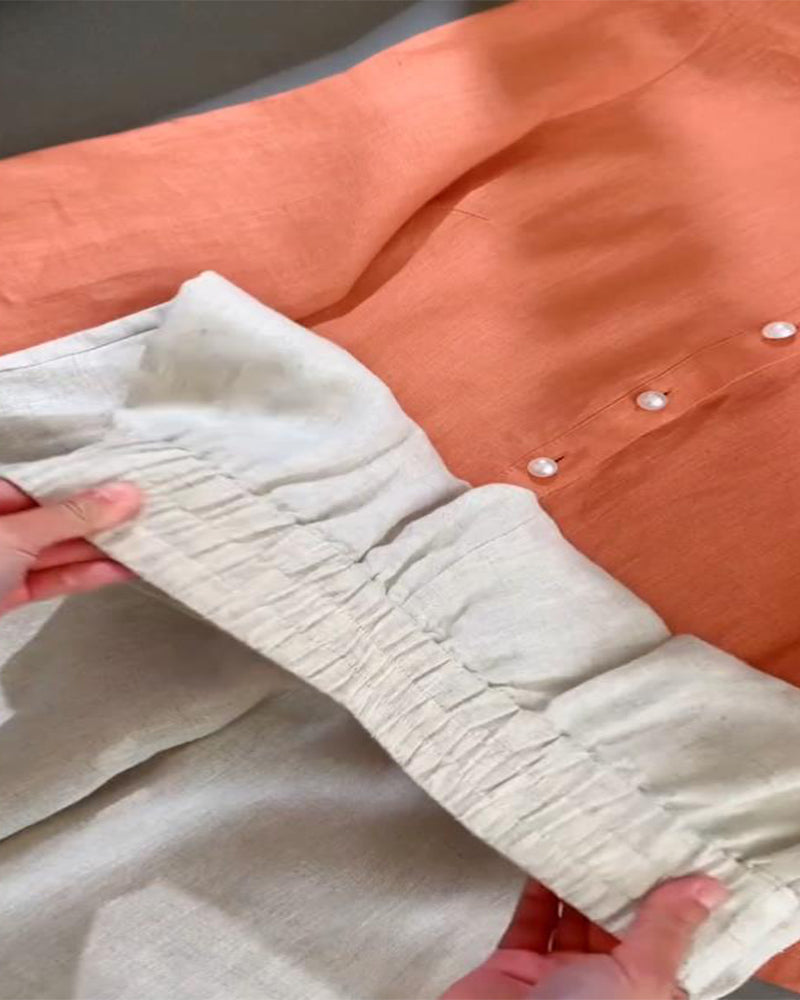 Completo casual con pantaloni a maniche lunghe in tinta unita