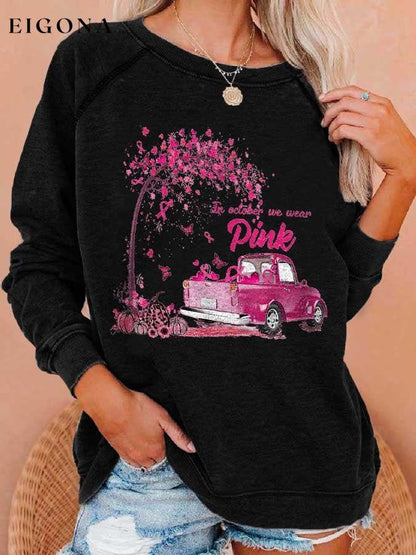 Butterfly Pumpkin In October We Wear Pink Printed Sweatshirt fall sale