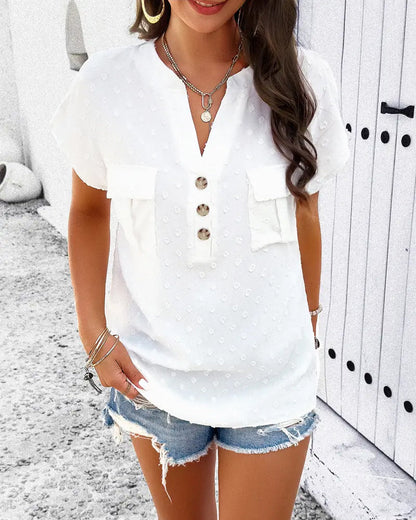 V-Neck 3d Floral Blouse