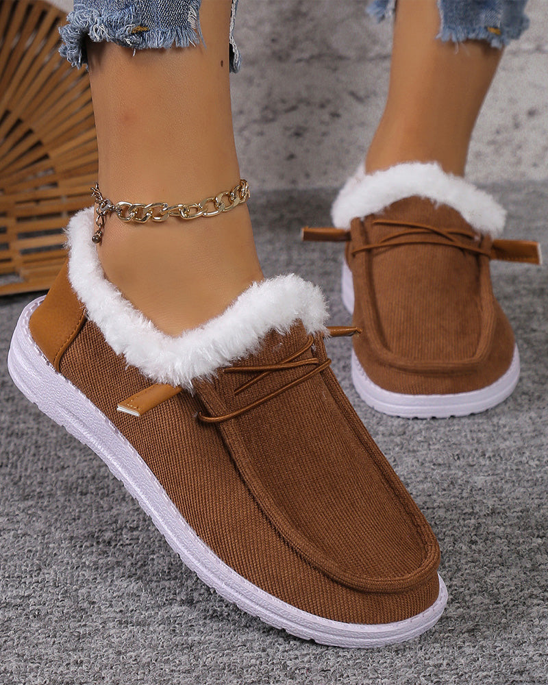 Solid color thick warm cotton shoes 2024 f/w flats