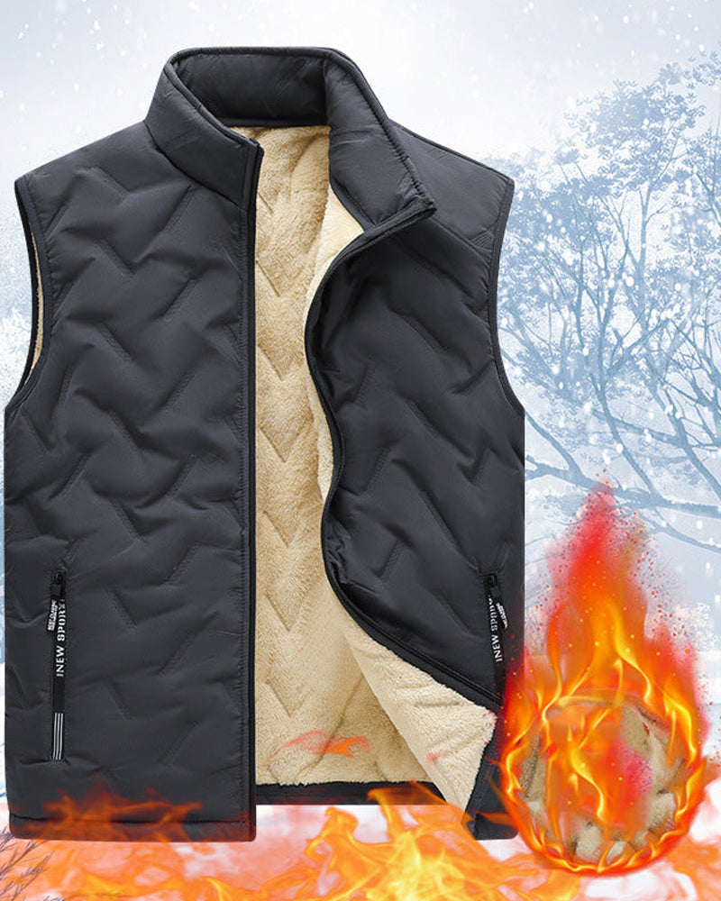 Unisex Winter Warm Casual Sleeveless Quilted Vest With Fleece Lining 2024 f/w coats