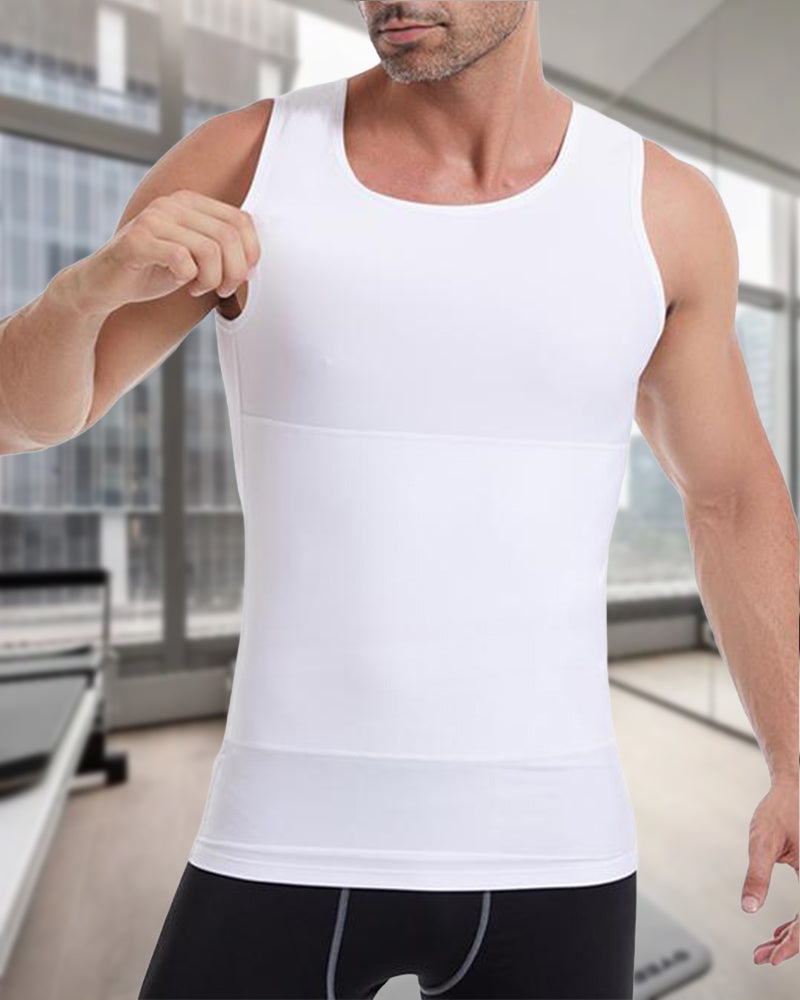 Men's abdominal tight fit solid color vest tank tops & camis man