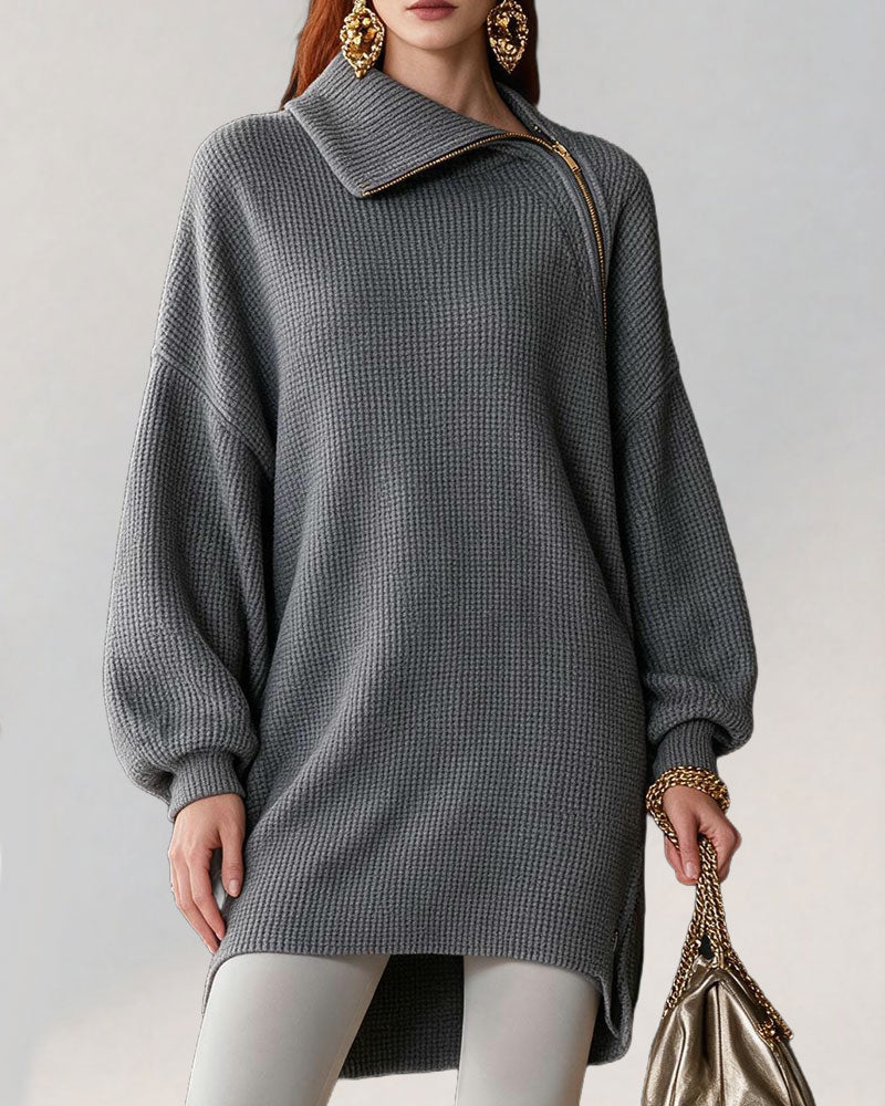 Fashion Zipper Long Knit Dress 2024 f/w casual dresses
