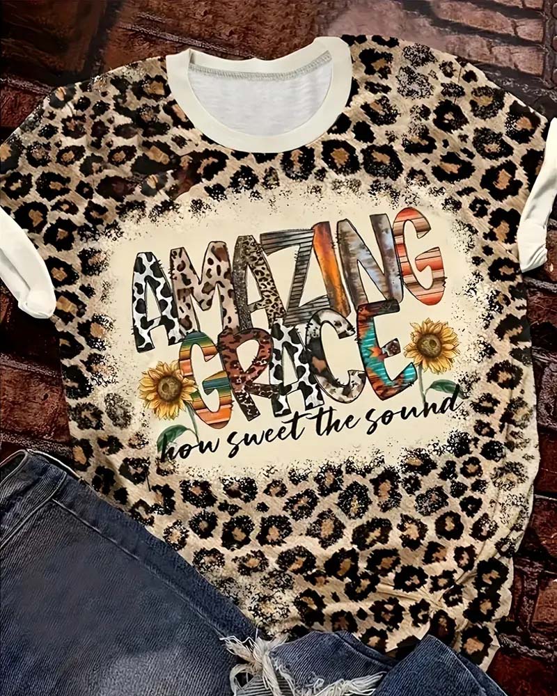 Leopard Print Letter Tee 2024 f/w summer t-shirts thanksgiving