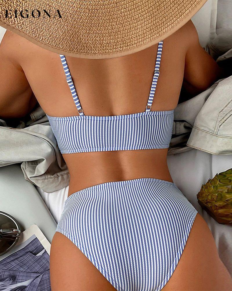 Striped ruffled bikini swimsuit Bikinis summer