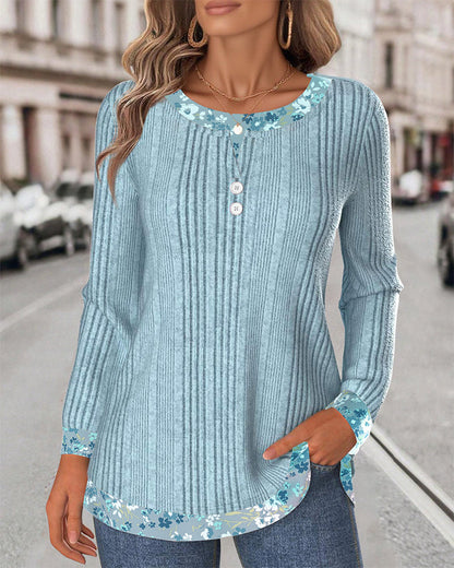 Top girocollo con stampa floreale