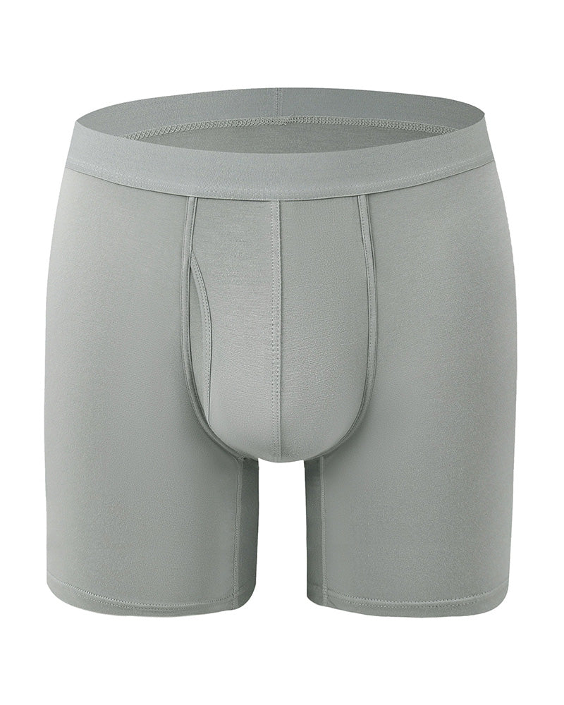 Men's Solid Color Bamboo Fiber Stretchy  Boxer Brief, Breathable Comfy Underwear for Daily Wear, Casual Men's Underwear for All Seasons