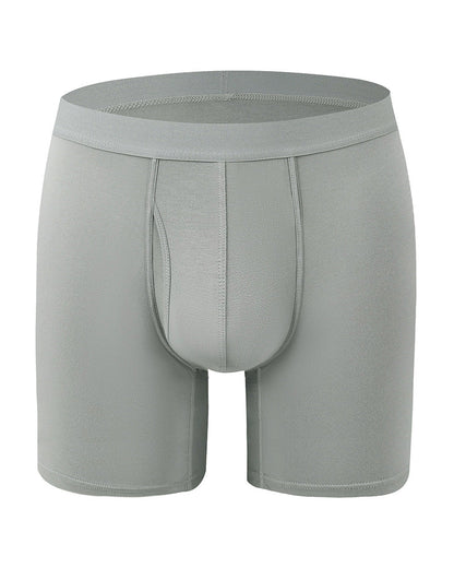 Men's Solid Color Bamboo Fiber Stretchy  Boxer Brief, Breathable Comfy Underwear for Daily Wear, Casual Men's Underwear for All Seasons