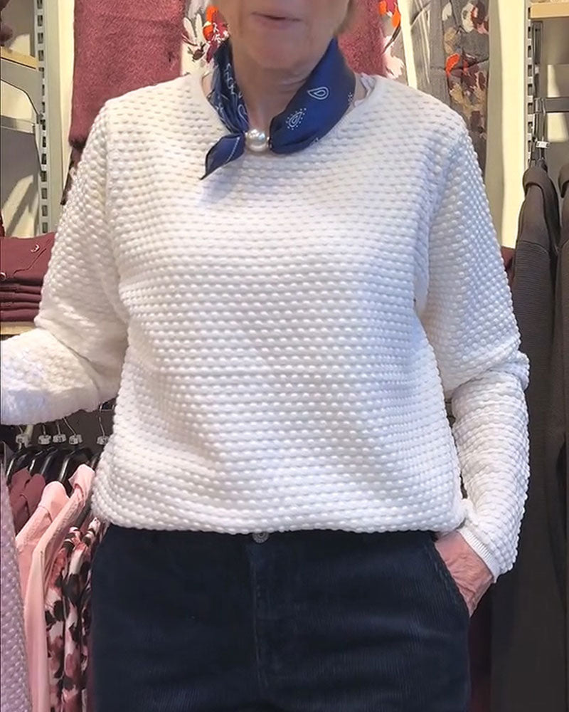 Round Neck Pullover Solid Color Sweatshirt 2024f/w blouses & shirts