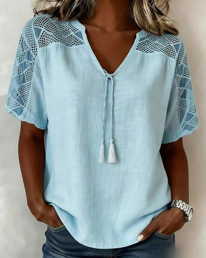 Plain Strap Drawstring Blouse