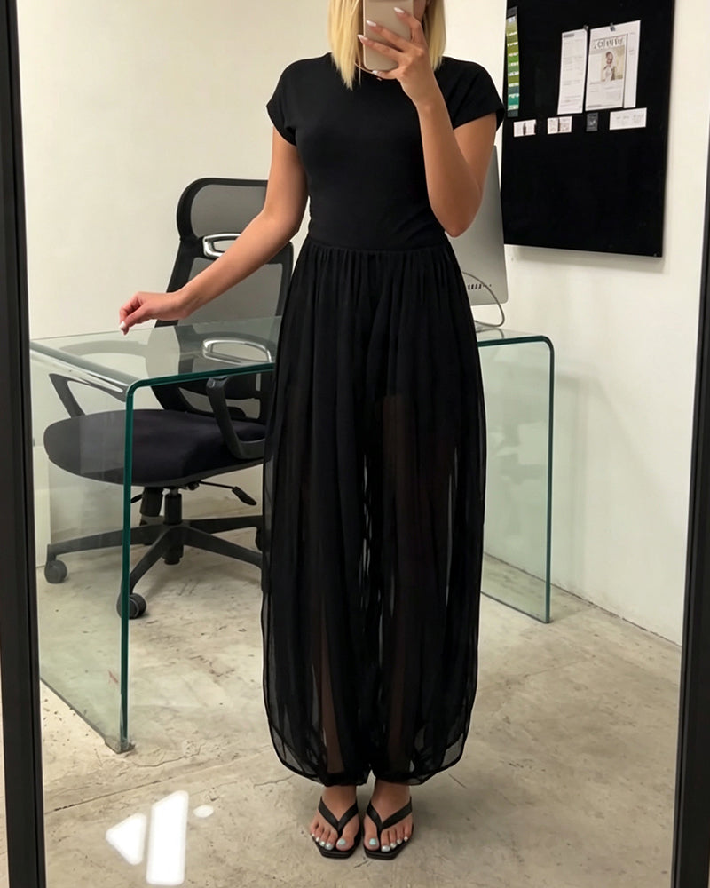 Stylish Pleated Sheer Pants pants spring summer