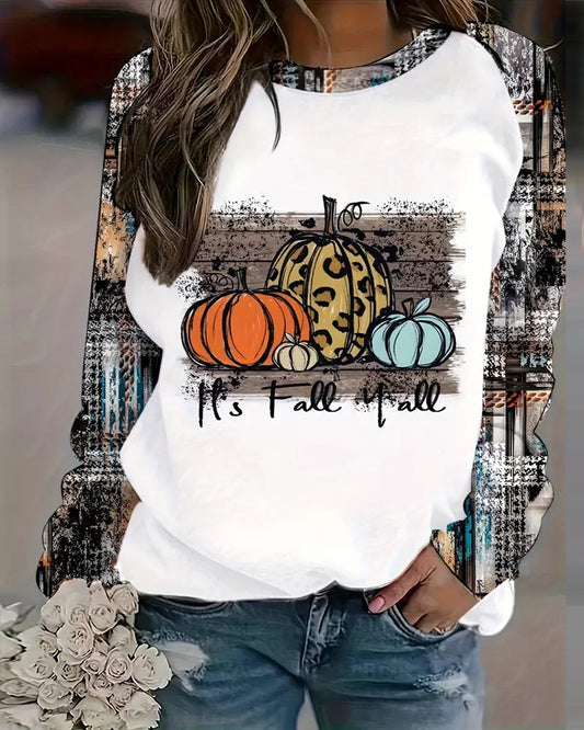 Plus Size Thanksgiving Pumpkin Print T-Shirt