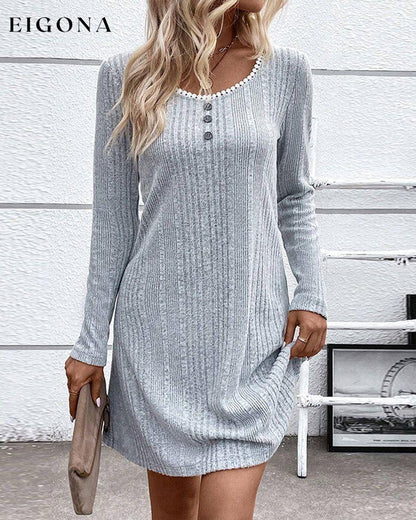 Round Neck Casual Dress with Buttons 2023 f/w 23BF casual dresses Clothes Dresses spring